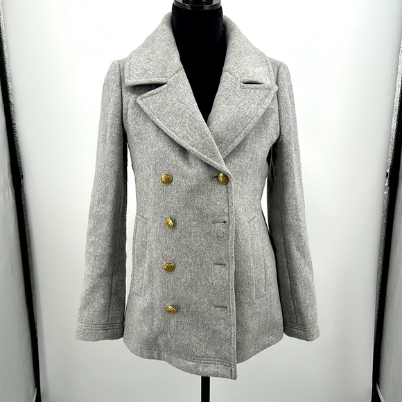 J. Crew Coat double breasted size 4 Pea Coat gray - Picture 3 of 11
